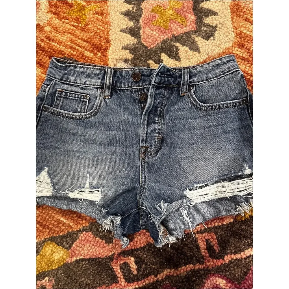 Women’s Distressed Denim Shorts - Blue